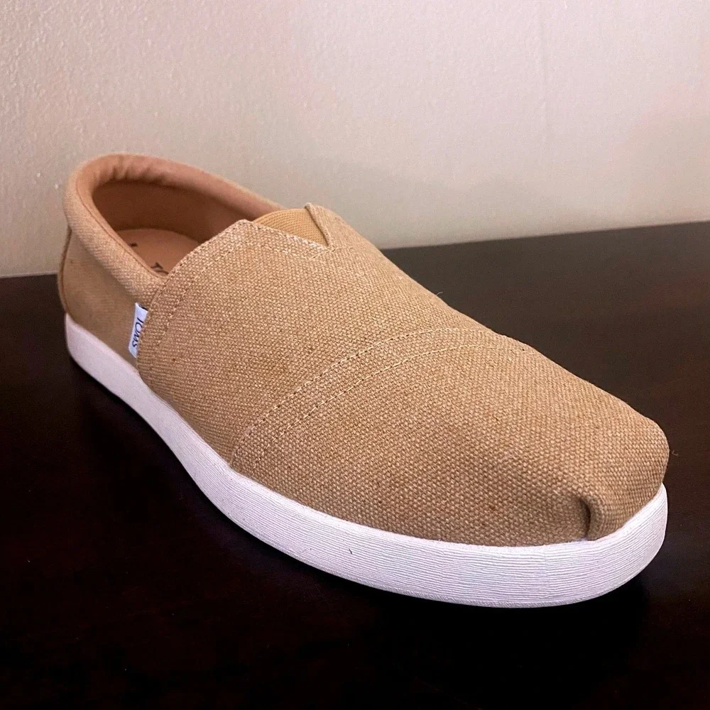 TOMS Alpargata Fenix Mens Tan Heritage Canvas Slip‎ On Sneakers Shoes Size 7